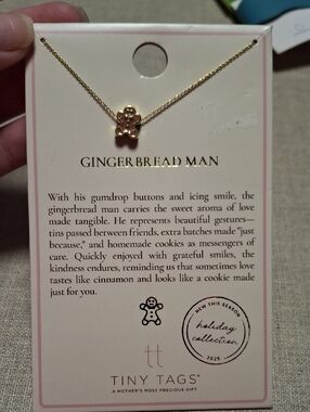 New Gold Dipped  Gingerbread Man Necklace